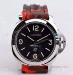 Copy Panerai PAM 00000 Luminor 44mm Watch Black Dial With Red Camo Rubber Band 